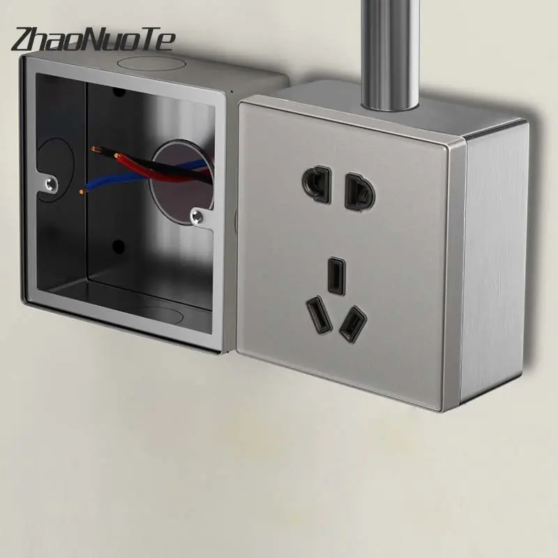 Universal Wall Switch Socket Junction Box tipo 86 Montagem em Superfície Importação 25 mm Aço Inoxidável