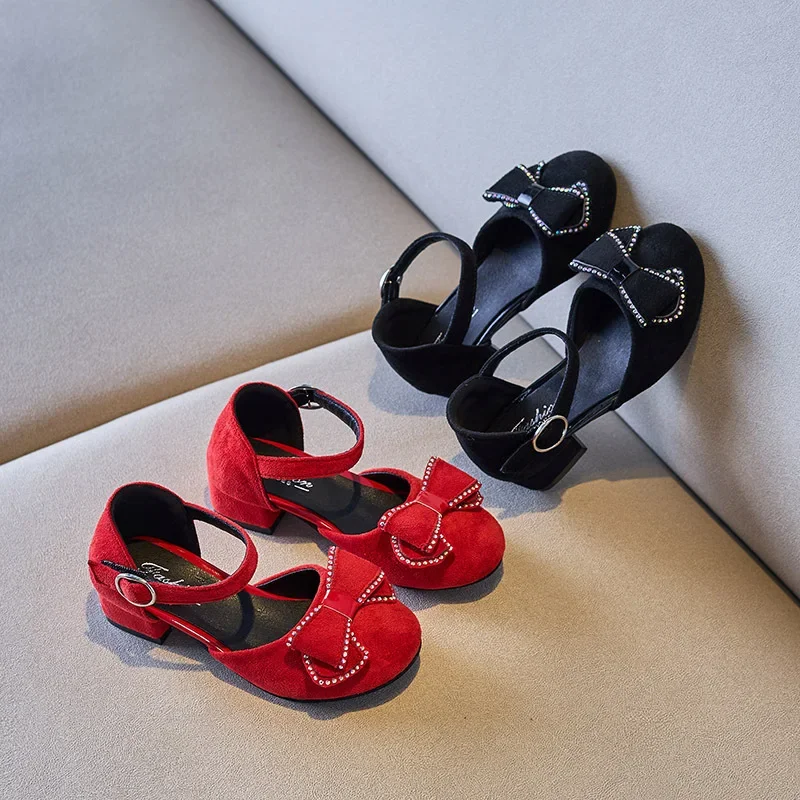 Girls Leather Sandals Low Heel Korean Style Mary Janes