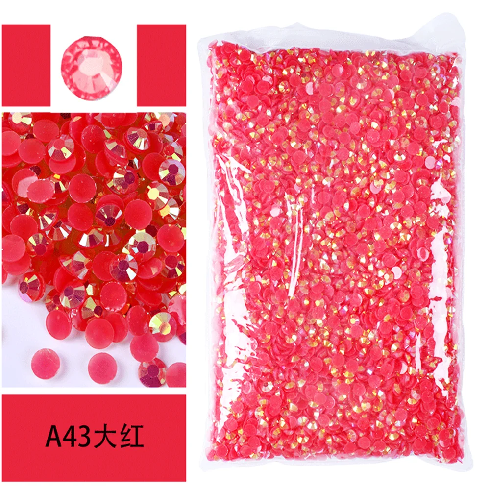 Vibrant Jelly AB Color FlatBack Resin Rhinestones for Nail Art and Garment Embellishment