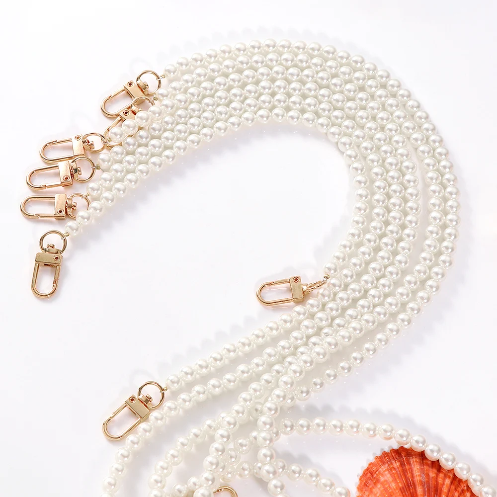 

Vintage Pearl Bag Strap For Handbag Single Layer Chain Pearl Phone Lanyard Exquisite DIY Purse Replacement Handles Bag Accessory