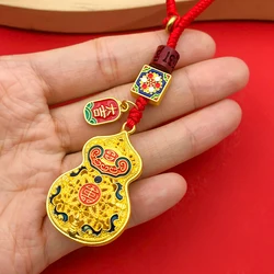 Drip - Painted Red and Gold Chinese Charms (Calabash & Fortune Lock) - Perfect for Jewelry Crafting (ER1400)