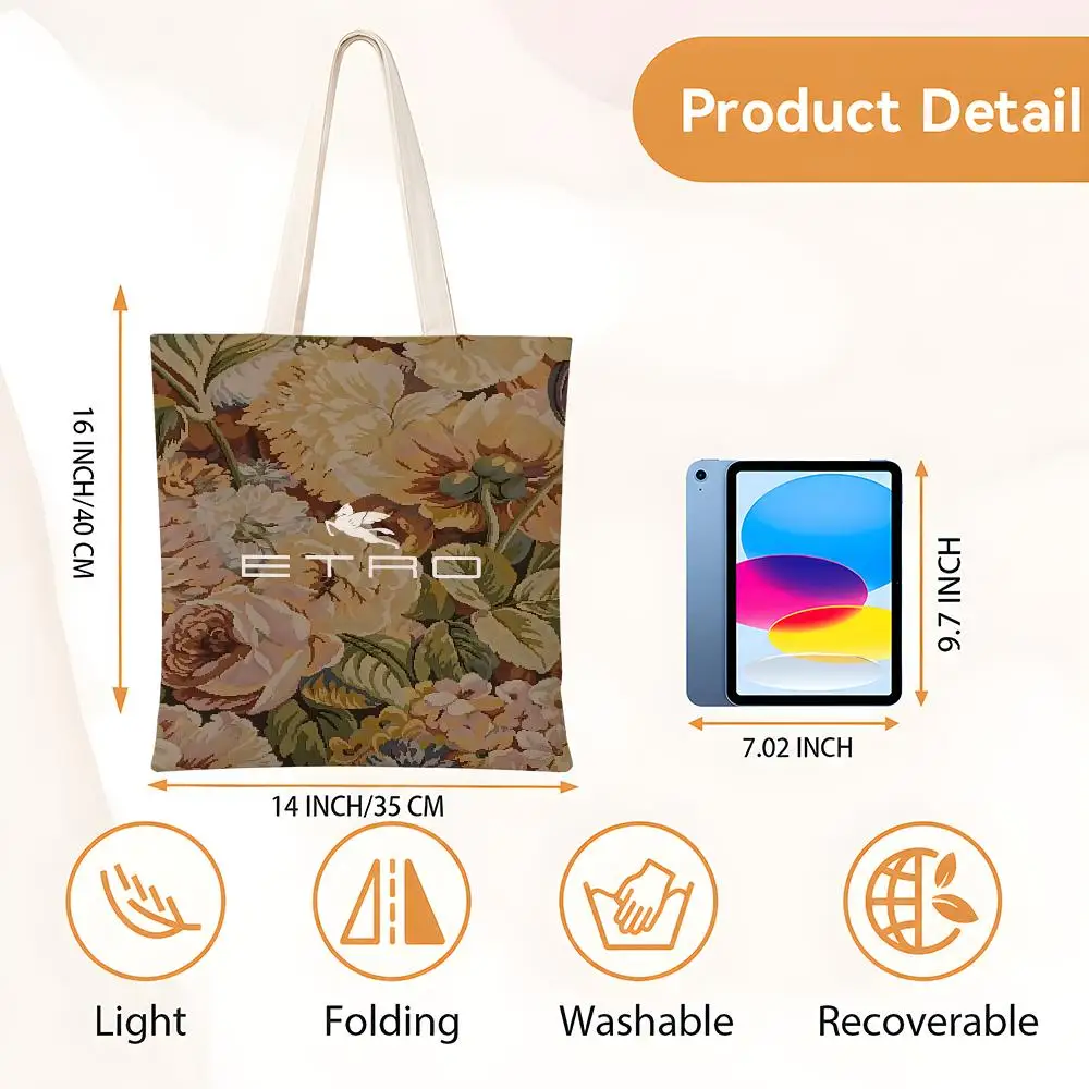 Eco-Friendly Cotton Canvas Tote Bag - Reusable Large Capacity Fashion Storage Bag