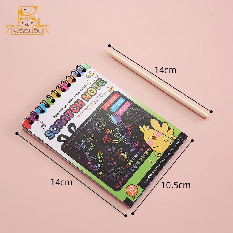 DIY 매직 레인보우 페이퍼 드로잉 장난감, 나무 펜 놀이 게임 카드 공예, 스크래치 북, 30 매 그림 키트, 어린이 선물, 3 개