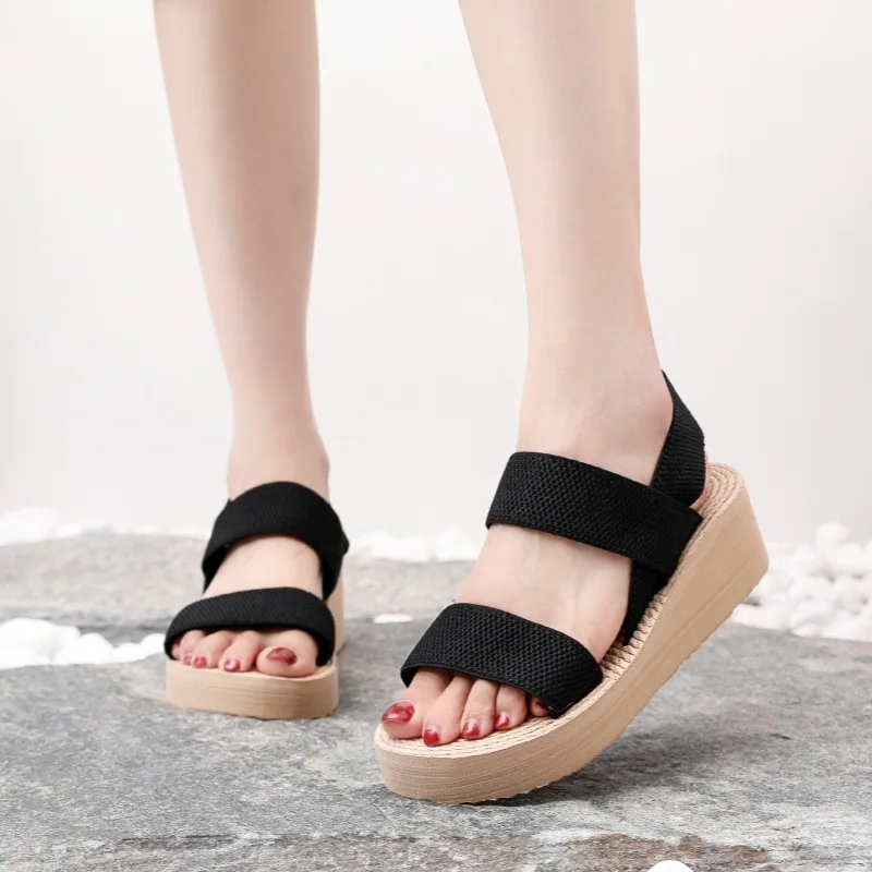 Big Size Minimalist Slingback Wedge For Women Outdoor Summer Platform Shoes Light Weight Soft EVA Female Leisure Sandals_vogvips.com