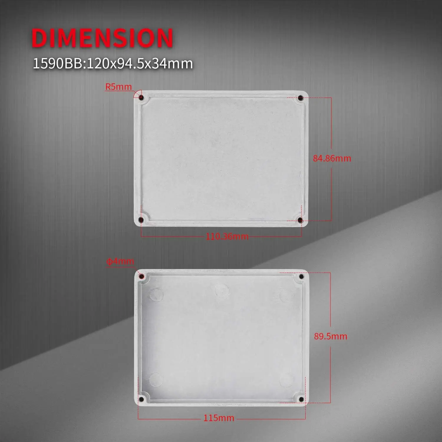 DaierTek 알루미늄 금속 스톰프 박스 케이스, 기타 페달 인클로저 효과 인클로저 스톰프 박스, 도색되지 않은 120x94.5x34mm, 1590BB, 3 개