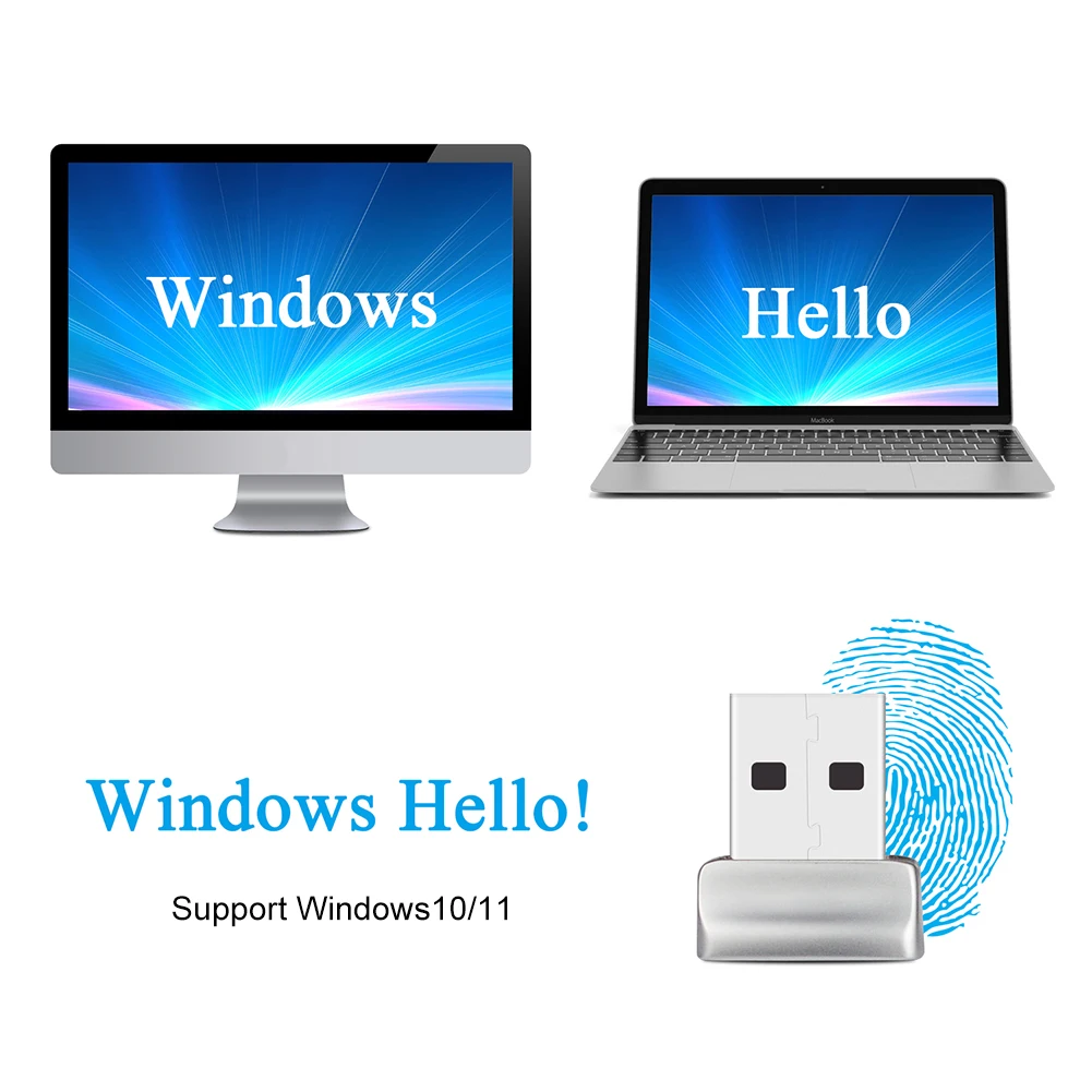 금속 생체 인식 스캐너 자물쇠 휴대용 USB 미니 지문 판독기 모듈 Windows10/11용 노트북 PC 지문 판독기 장치