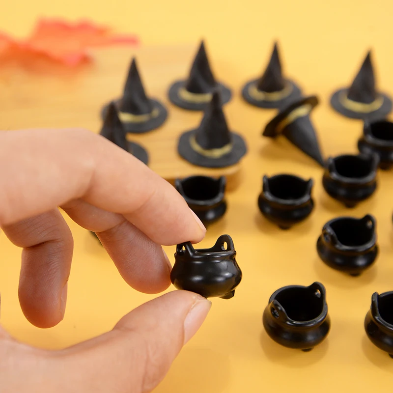 10/20pc Mini Harz Halloween Hexen hut Süßigkeiten Eimer Topf Miniatur Halloween Ornamente Dekor Süßes oder Saures Geschenke Goodie Füller – Detail 3