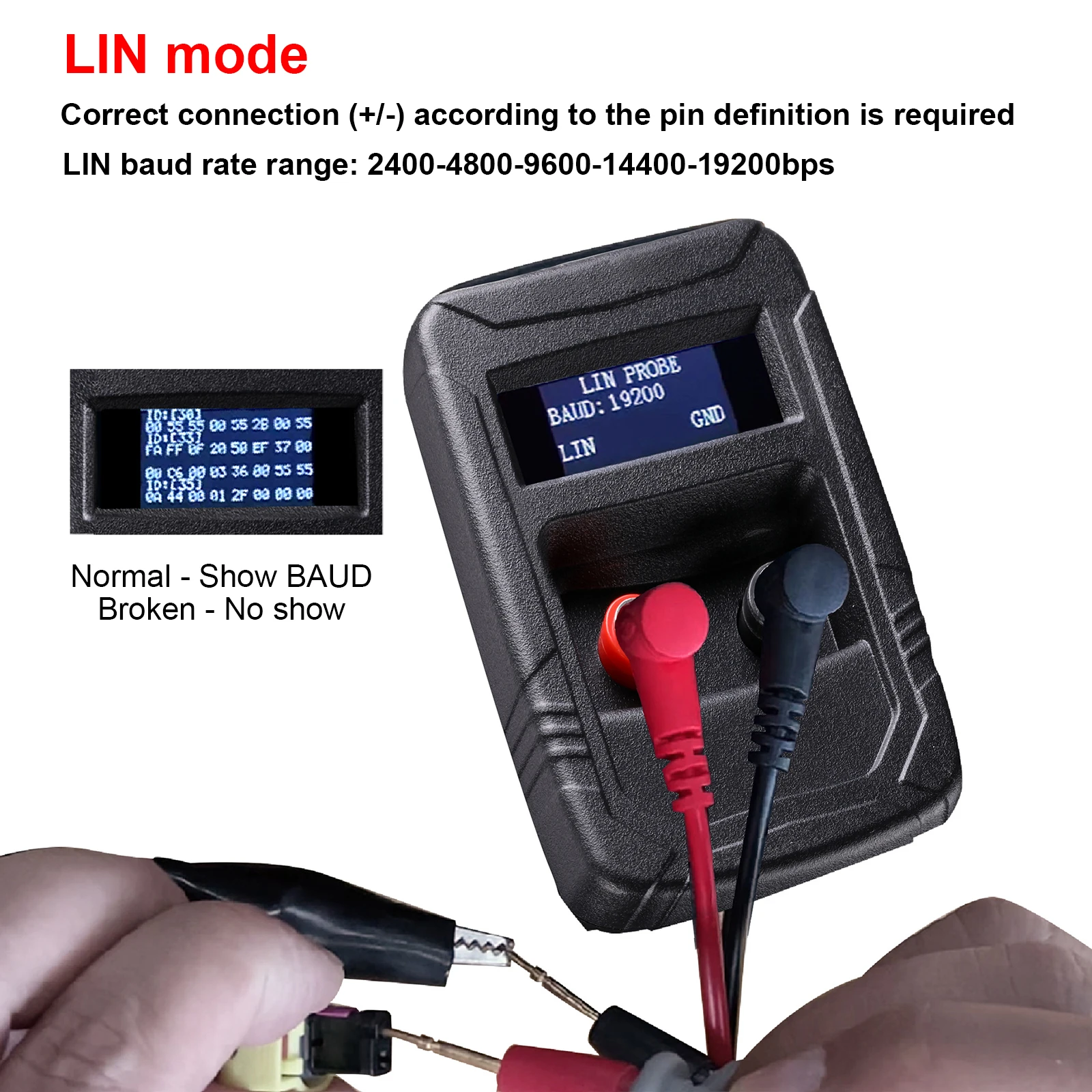 LIN CAN Analyzer Automotive Tool for All Car, CAN BUS Tester Automatic Recognize CAN-H CAN-L Analysis to Read Baud Rate