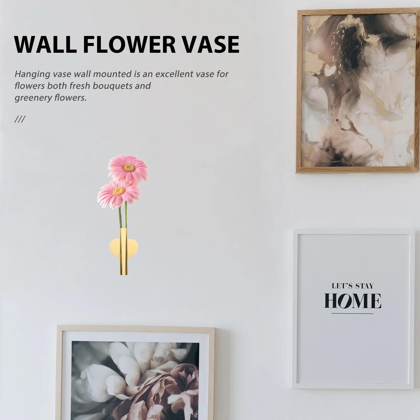 Wall Vase Plant Cuttings Decoration Flower Pot Pendant Wall-mounted Heart Design Iron Metal Professional No Drilling Required 6