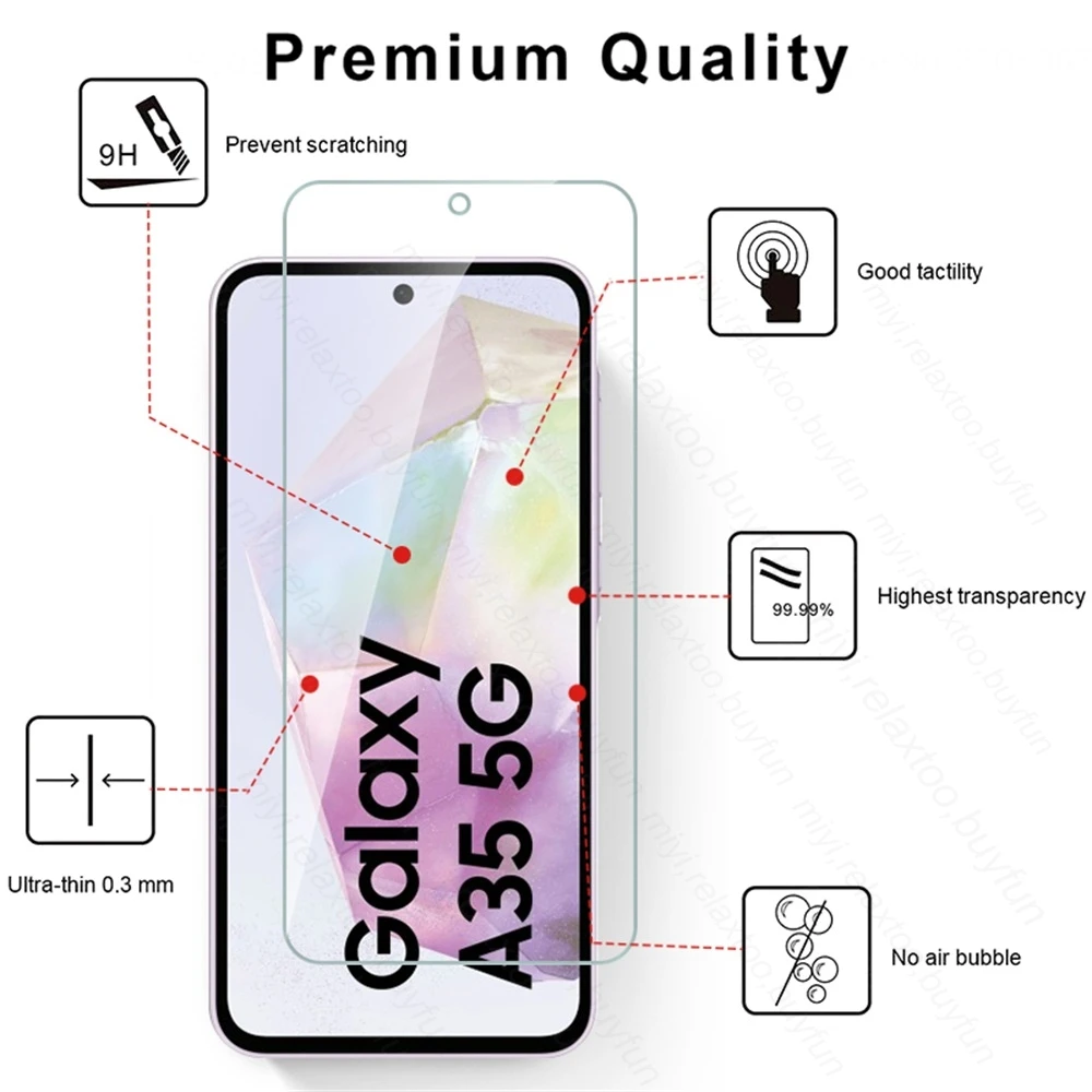 Phone case screen protector tempered glass phone protector cover Samung A35 5G 3Pcs HD 9H full cover for Samsung Galaxy A35 5G A36 A 35 36 SM-A356B/DS 6.6"