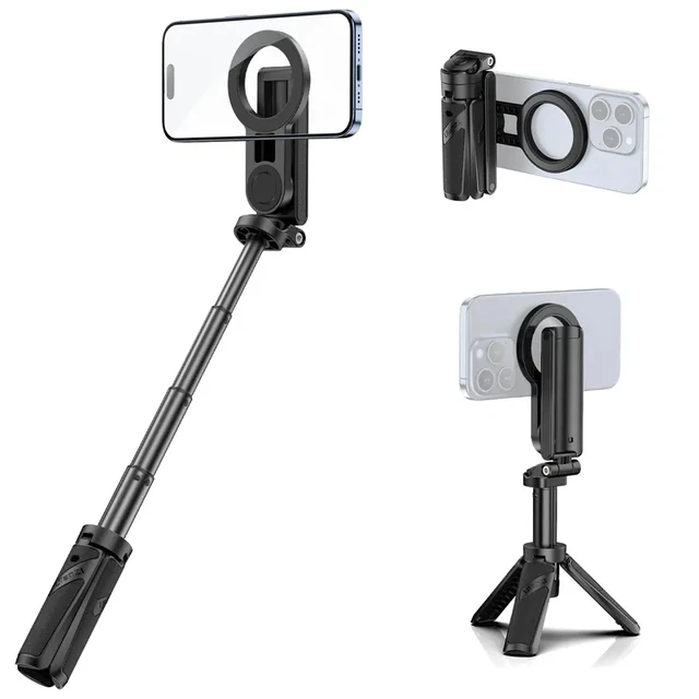 Pocket Bluetooth Magnetic Selfie Stick Telescopic Multifunctional Tripod Stand for IPhone Magsafe Travel Monopod Selfiestick