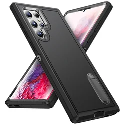Ultimate Full Body Shockproof Rugged Kickstand Phone Case - 3-in-1 Heavy Duty Anti-Scratch Protection for Samsung S25 Ultra (Black black)