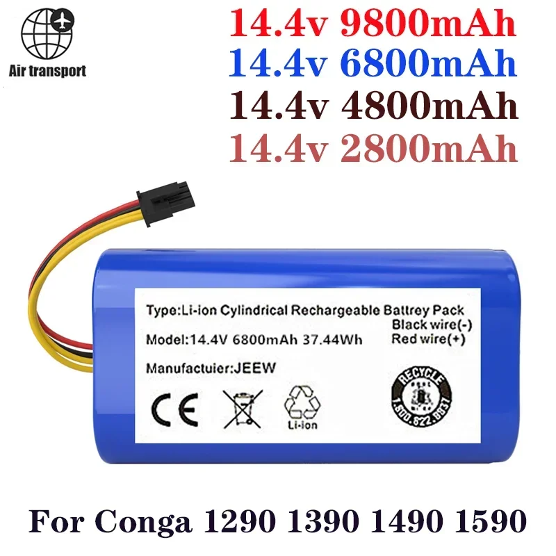 

2023 New 14.4v 6800mAh Lithium-ion Battery for Cecotec Conga 1290 1390 1490 1590 Replacement Robot Vacuum Cleaner Battery