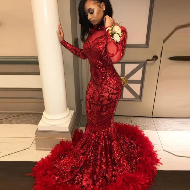 Elegant Red African Prom Dress | Red Black Dresses Prom | Red Evening Gowns  Wedding - Evening Dresses - Aliexpress