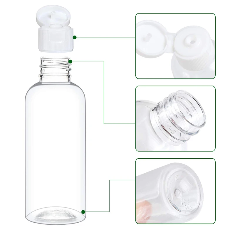 10Pcs Clear Plastic Empty Bottles Travel Container Bottles With Flip Cap Small for Liquids Shampoo Lotion Conditioner refillable lotion bottle
