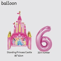Disney Princess Standing Castle 3D Foil Balloon, Cartoon Character Birthday Party Decorations, Kids Baby Shower Supplies 1