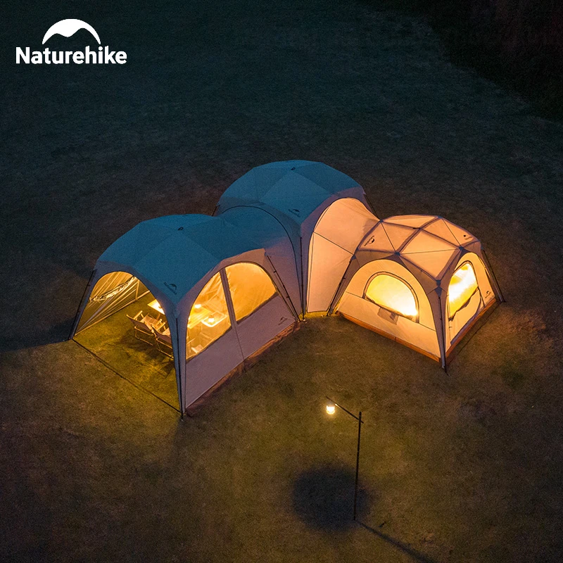 Naturehike Dome Tent with Canopy Waterproof Quick Opening Camping Outdoor Travel Family Silver Coated Sun Shelter Tent Sunscreen