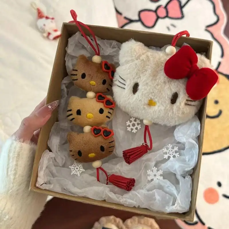 Kawaii Sanrio Hello Kitty Christmas Plush Backpack Pendant Cute Cartoon Keychain Decoration Stuffed Doll Girls Birthday Gift 2