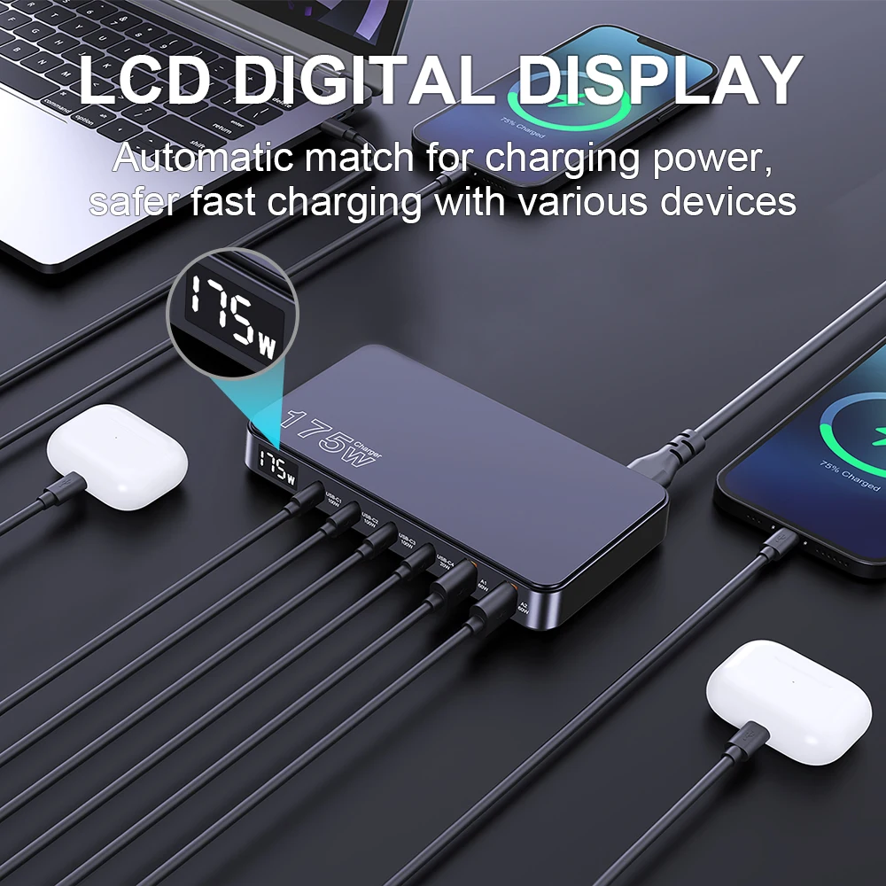 다양한 기기에 적합한 강력한 충전 성능의 Ueetop 175W GaN USB C 충전기