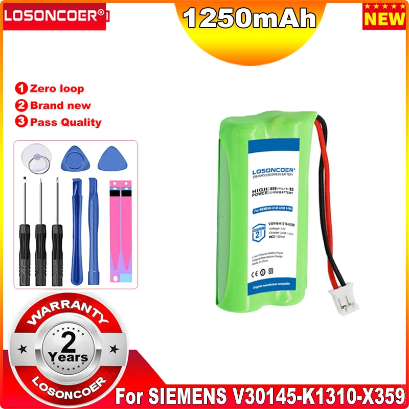 1250mah Battery For Siemens Gigaset Al14h (v30145k1310x383,v30145