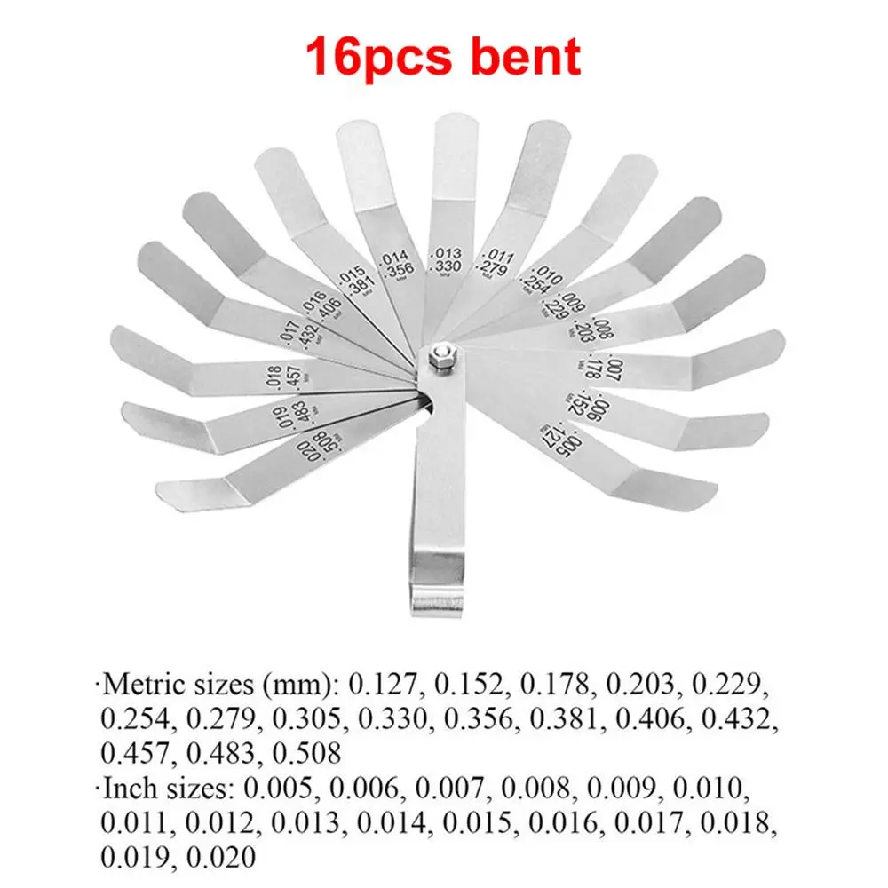 Feeler Gauge 16 Blades For Spark Plug Gap Valve Tappets