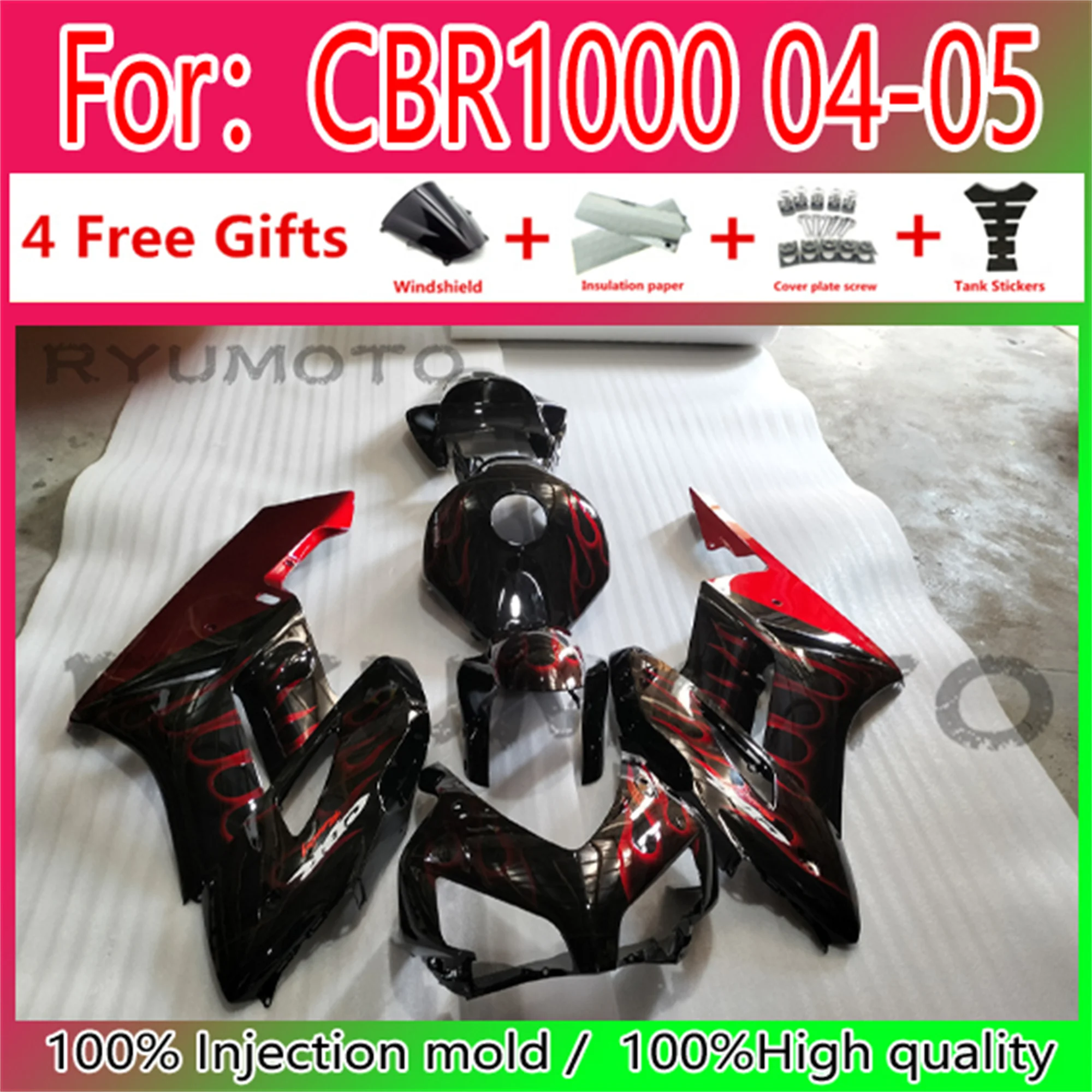 

New ABS Motorcycle Injection Mold Full Fairings Kit For Honda CBR1000RR 2004 2005 fairing Cbr 1000 rr 2004 2005 Fairing