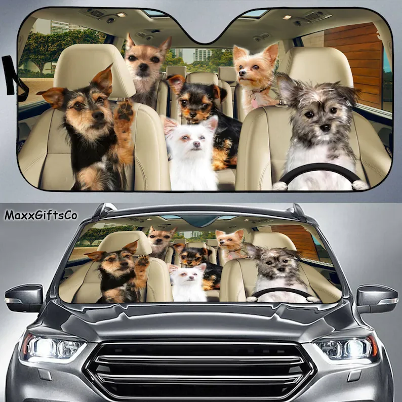 

Chorkie Car Sun Shade, Chorkie Windshield, Dogs Family Sunshade, Dogs Car Accessories, Car Decoration, Chorkie Lovers Gift, Gift
