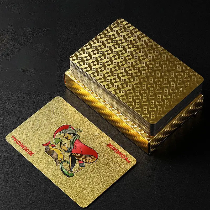 Gold Foil Poker Cards Waterproof Tabletop Poker Parties Game PVC Portable Leisure Playing Cards for Festivals Gatherings