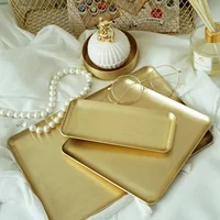 Gold Brass Storage Tray  Serving Platter Decorators Brushed Metal Tableware/Plate Jewelry/Cosmetics/Candy/Food Makeup 1