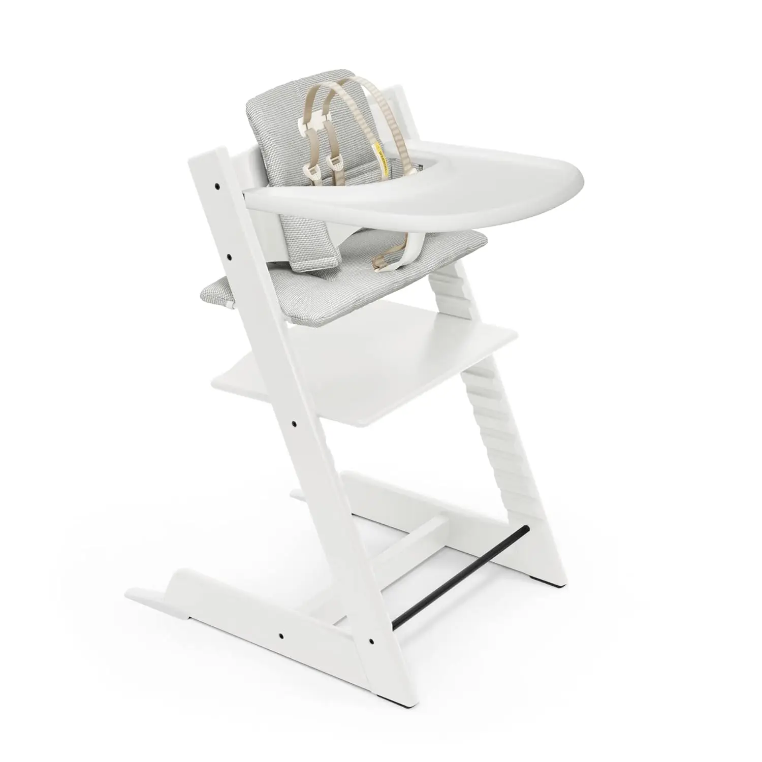 

High Chair and cushion with tray - white with Nordic grey adjustable convertible, all-in-one high chair for infants and toddlers