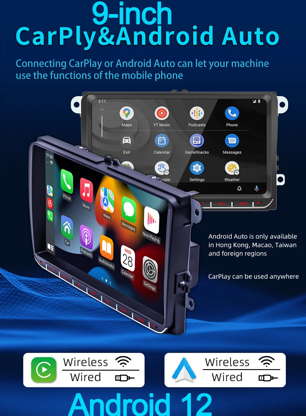 S3441bc48521a459b9a30887bb6f68f9aS Android 12 Autoradio Multimedia Player 2Din Car Radio for VW Volkswagen Golf 5 6 Passat B6 Jetta MK5 MK6 Car Intelligent Systems