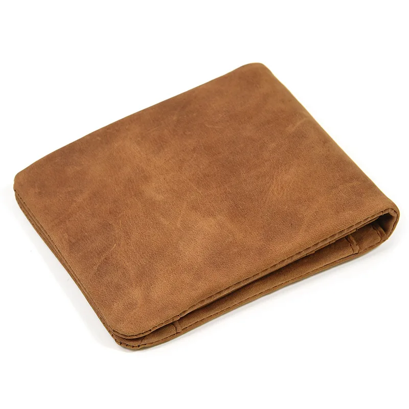 Vintage Crazy Horse Leather Wallet Retro Short Style Classic Two-fold Wallet Casual Coin Purse