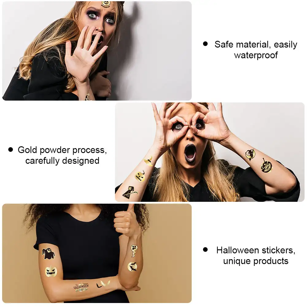 1Pc Waterproof Temporary Tattoo Sticker Halloween Punk Pumpkin Bat Candy Ghost Fake Tatto Flash Tatoo Tato for Children