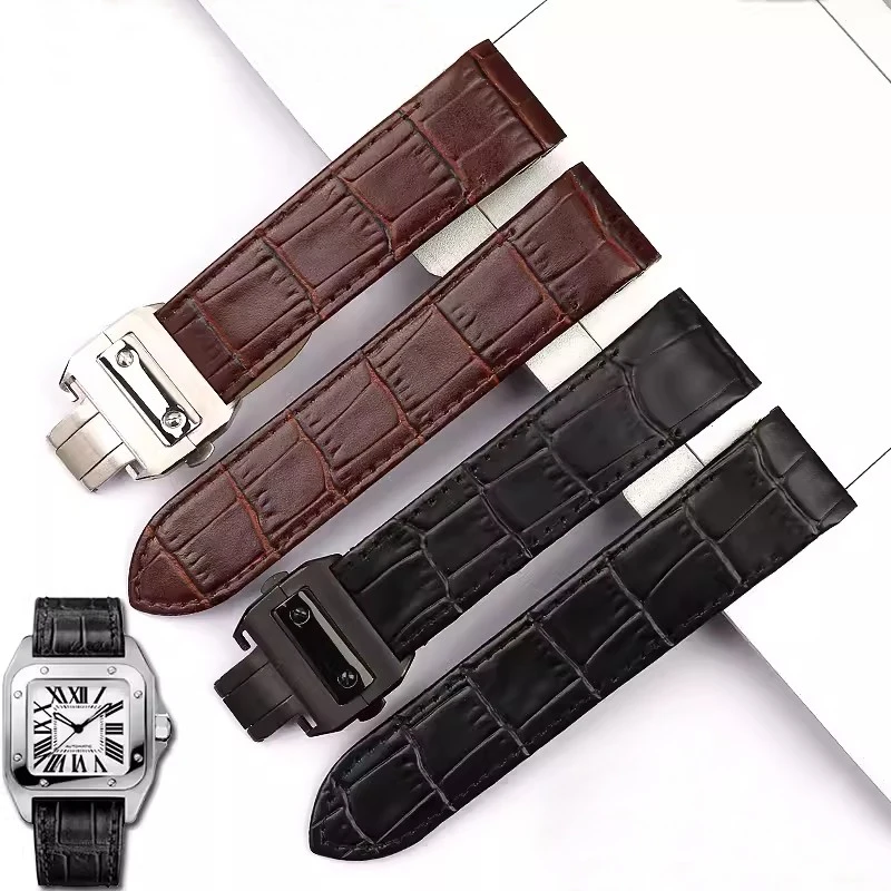 Cinturino Per Orologio In Vera Pelle Di Alta Qualità 20Mm 23Mm Per Cartier Santos 100 Cinturino Santos 100 Cinturini Da Uomo E Da Donna