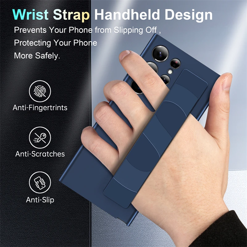 Luxury Elastic Silicone Wrist Strap Shockproof Matte Clear Case