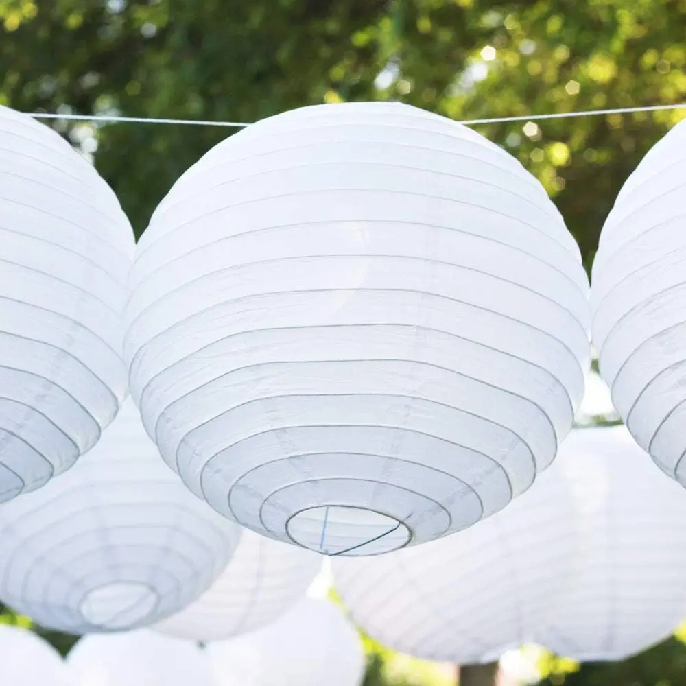 12PCS White Paper Lanterns Hanging Round Paper Lanterns Decoration Chinese for Celebration Party（10cm，20cm，30cm） paper lantern
