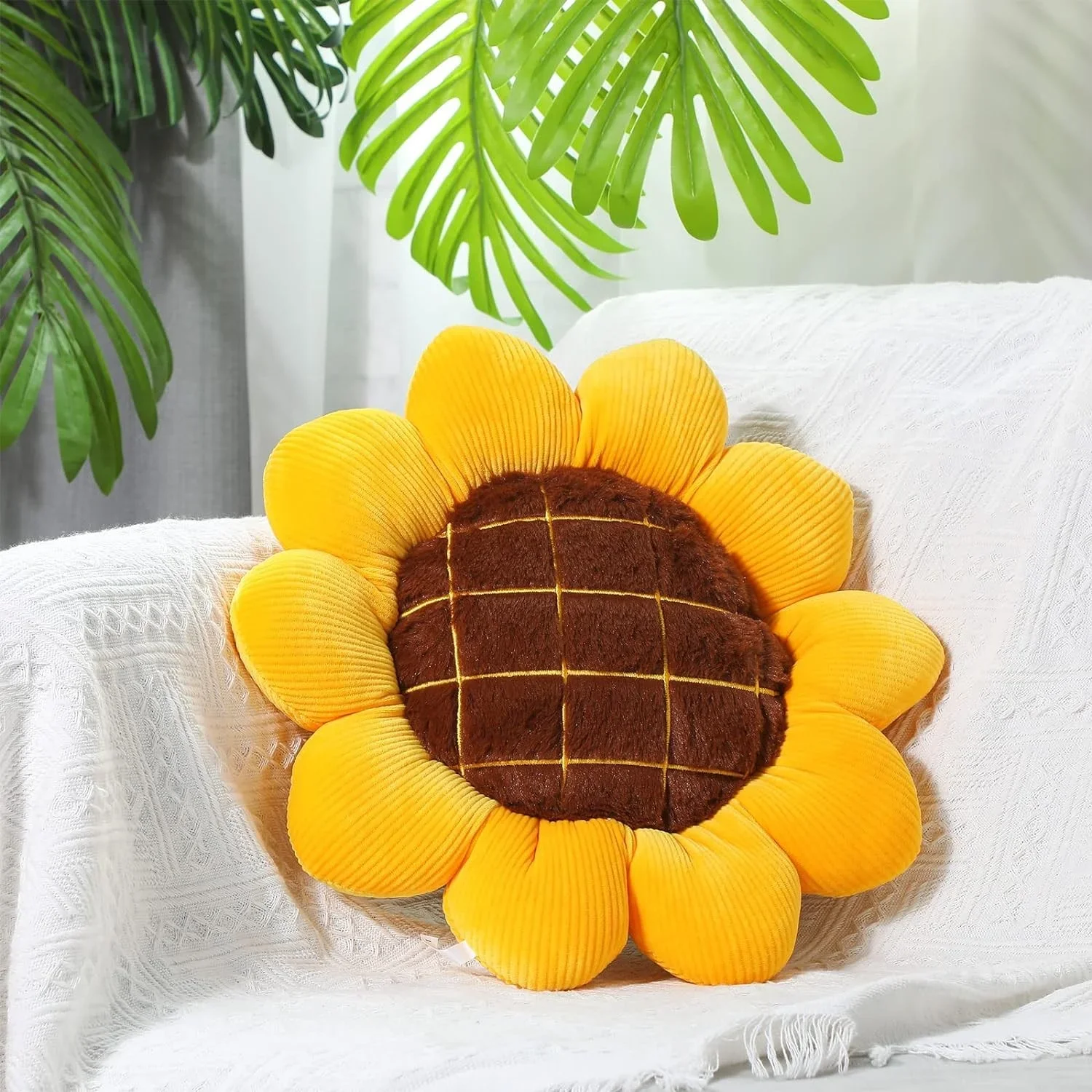 Sunflower Throw Pillow,Flower Shaped Pillows Floor Pillow Seating Cushion,Seating Cushion,Cute Room Decor & Plush Pillow for Bed - Image 6