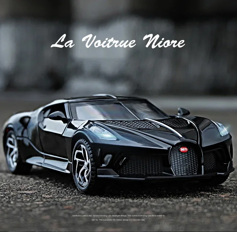 1:32 Bugatti La Voiture Noire sports car Diecast Metal Alloy Model car Sound Light Pull Back Collection Kids Toy Gifts A126 6