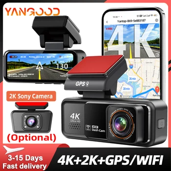 Yangood 4K Dashcam Front 4K And Rear 2.5K CAR Video Recorder Dual Lens Support WIFI GPS Rearview Camera Night Vision 24H Parking