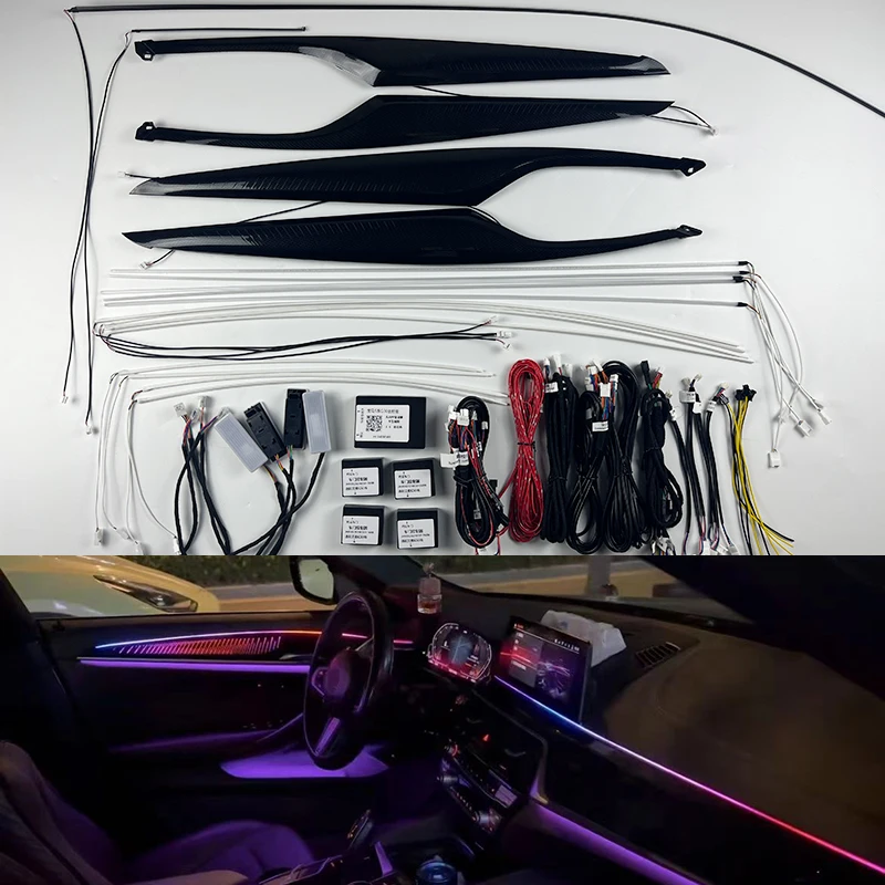 BMW 5 시리즈 G30 G38 2018-2023 LED 앰비언트 라이트, 별이 빛나는 하늘 앰비언스 램프, 단추 + 앱 제어 LED 자동차 내부