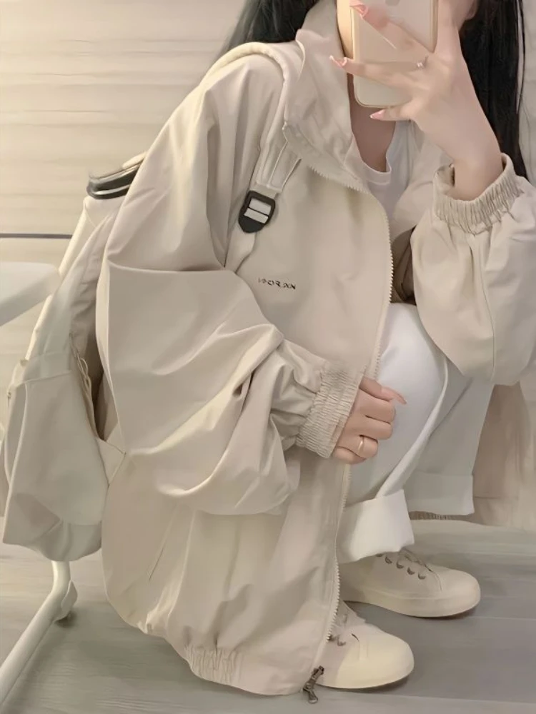 여성용 하라주쿠 재킷, 심플 레트로, 가을 학생, 헐렁한 캐주얼, 달콤한 십대 패션, 데일리 올매치 일본 스타일 차케타 Y2k