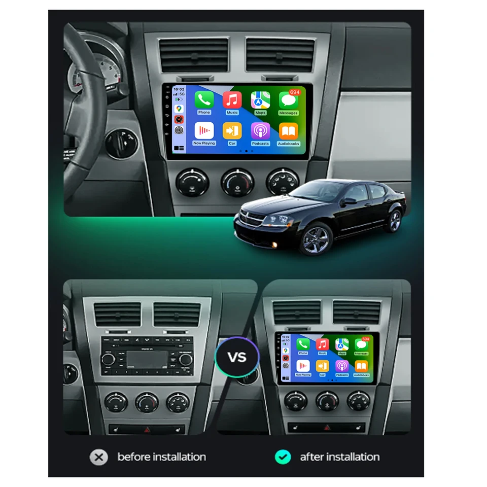 Android 13 Écran Tactile LCD 9" Radio Double Din Pour Dodge Avenger JS