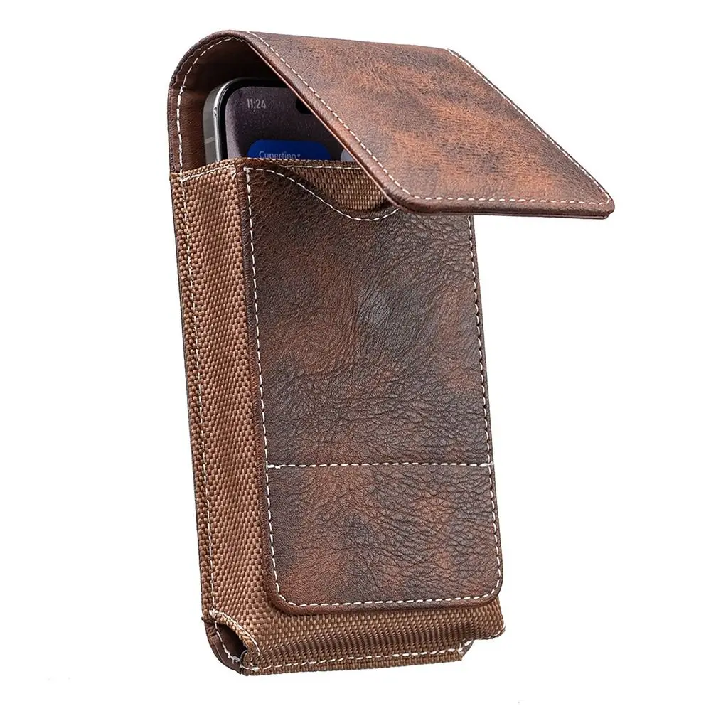 Premium PU Leather Universal Phone Waist Pack for 5-7 Inch Smartphones - Outdoor Camping Belt Clip Case
