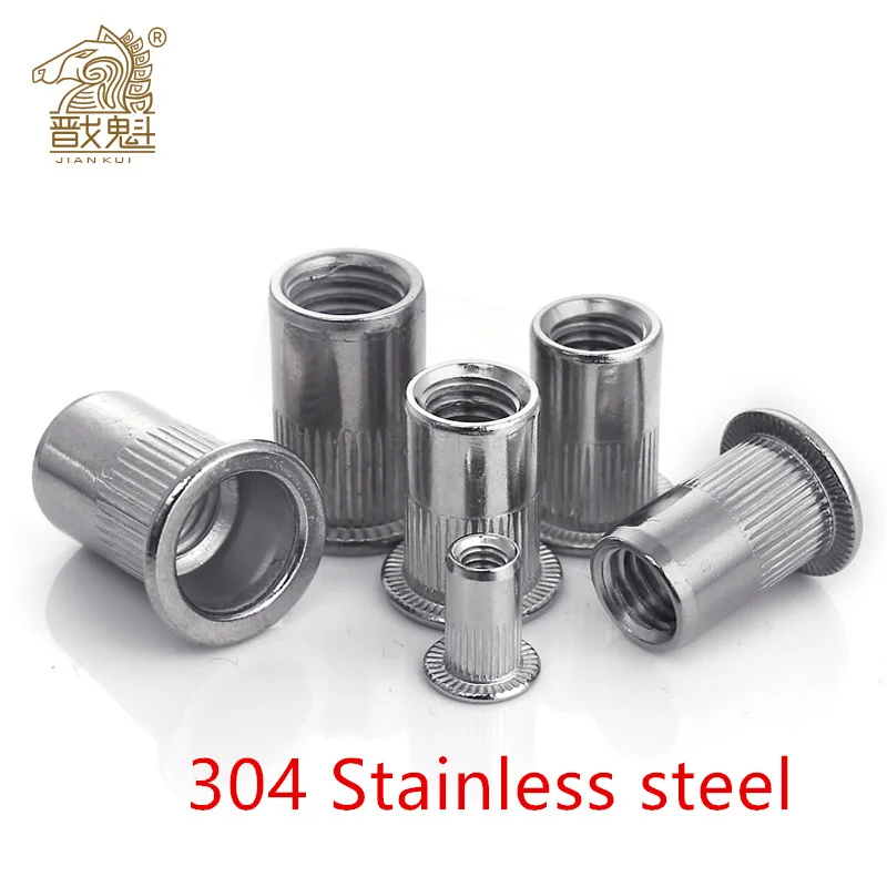 2-30pcs flat head rivet nut stainless steel m3 m4 m5 m6 m8 m10 m12 rivnut zinc plated cap rivet threaded nut