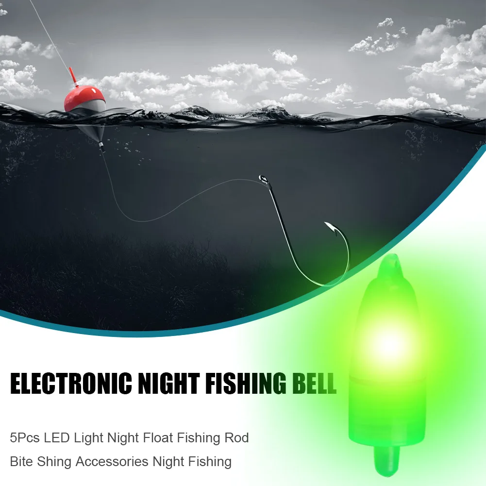 5Pcs Fishing Pole Alarm Bell LED Fishing Night Light Luminous Fishing Light Fishing Accessories for Night Fishing
