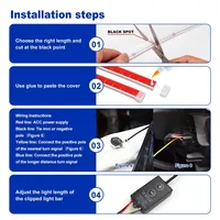 LED Car Daytime Running Light Strip - Red & Yellow Dual Color Plug And Play Start Scan Turn Signal 12V Universal Car Hood Light 2