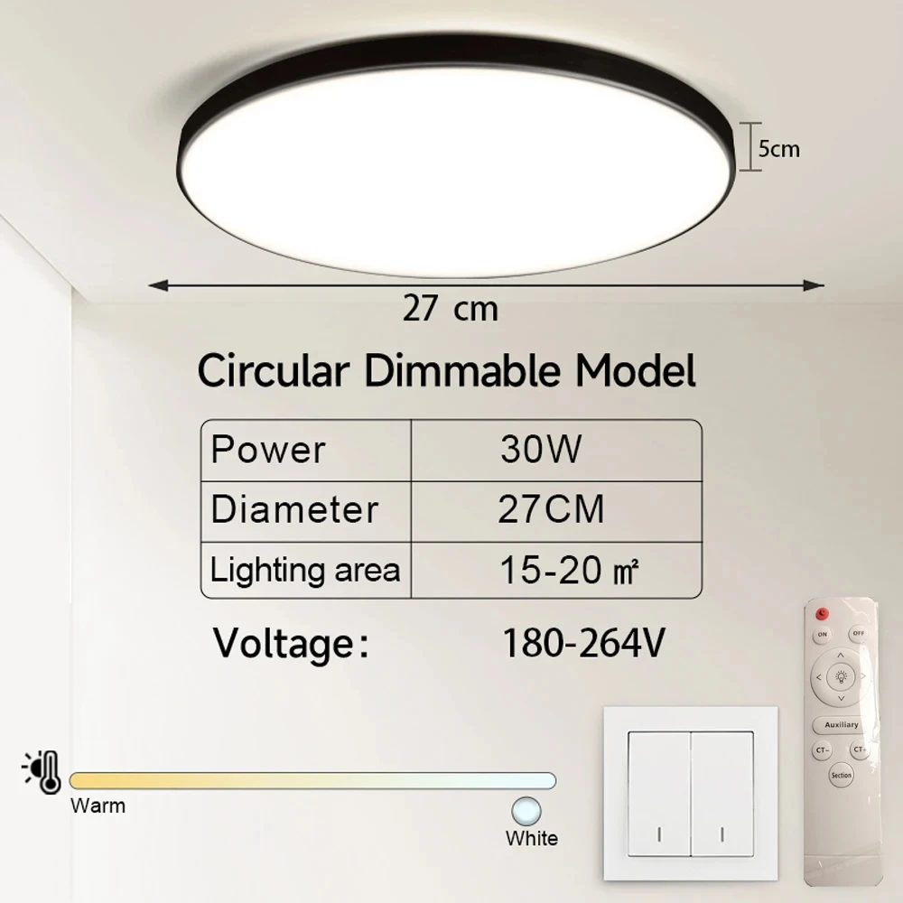 Dimmable LED Ceiling Light with Remote Control - Adjustable Color Chandelier