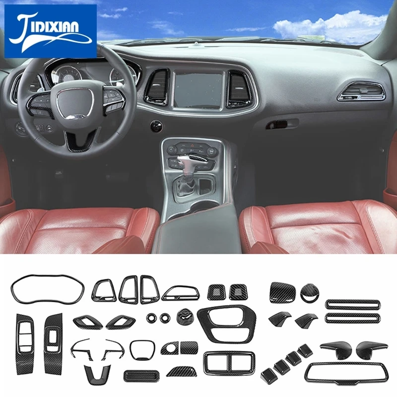 Jidixian Carbon Fiber Grain Car Interior Decoration Cover For Dodge