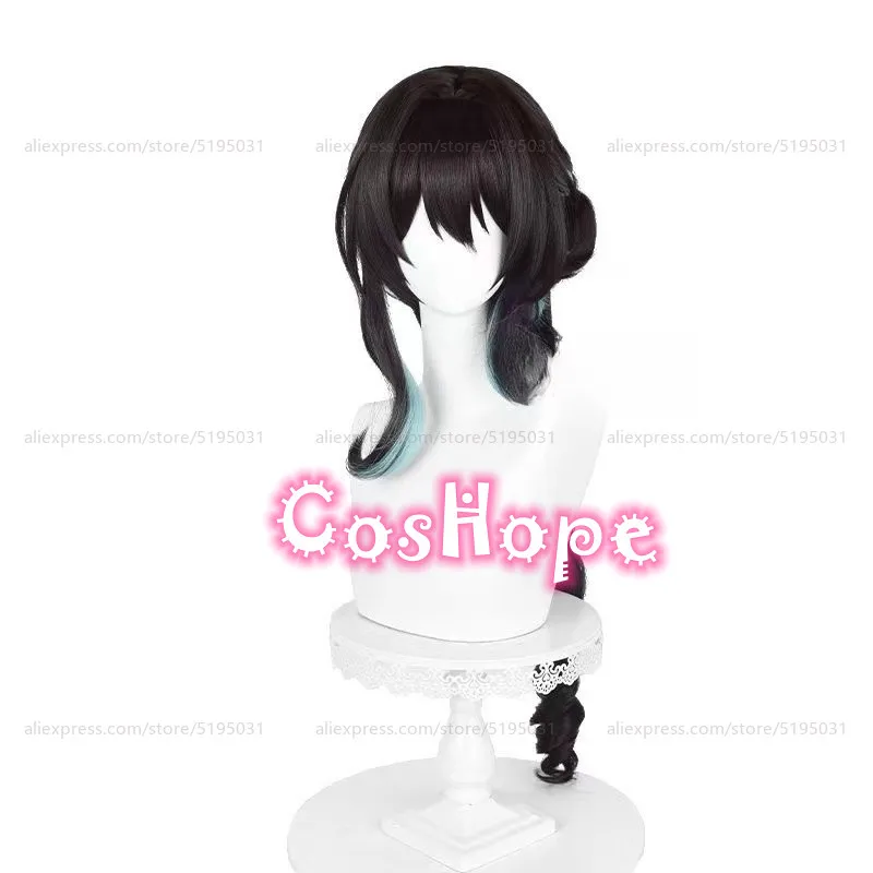 RUAN Mei Cosplay Wig 70cm Black With Cyan Highlights Wig Cosplay