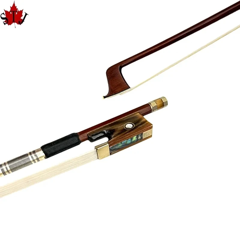 

1pcs Best Brazilwood Round Stick 4/4 violin bow Fiddle Bow. round stick bow,Red/White horn frog.Siberian horsetail horsehair